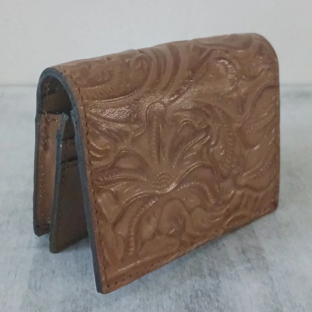 Patricia NASH Brown Leather Small Wallet Tooled Clara Biscuit